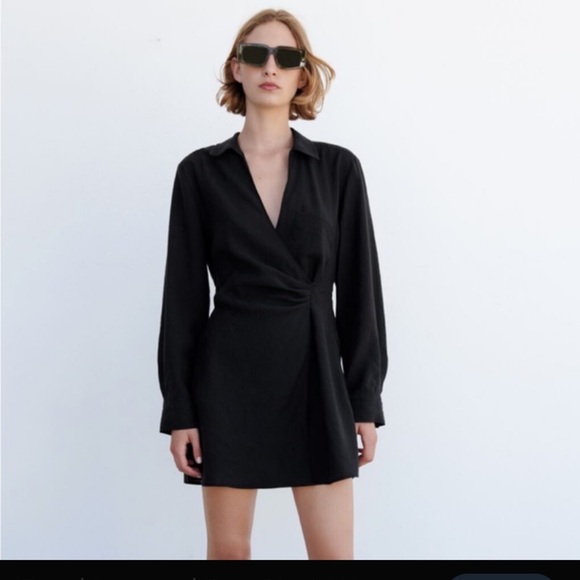 Zara Elegant Black Mini Dress NWT size L - Picture 3 of 12